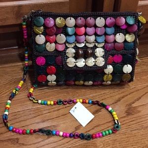NWT Bohemian Multicolored Bag with Strap!